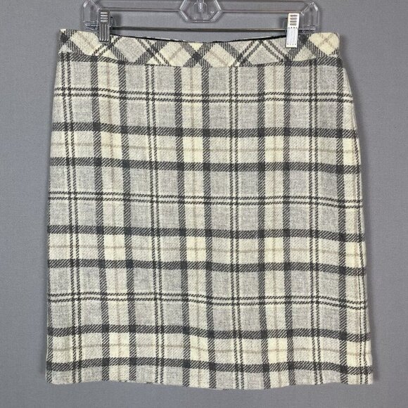 LL Bean Wool Blend Plaid Pencil Skirt Size 12 Lined Favorite Fit Preppy Academia - Picture 2 of 16